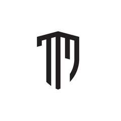 Initial letters line shield shape logo
