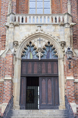 Collegiate Church of the Holy Cross and St. Bartholomew,an entrance gate, Ostow Tumski, Wroclaw, Poland