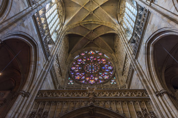Obraz premium PRAGUE, CZECH REPUBLIC - JUNE 25,2016: Interior of St. Vitus Cathedral at Prague Castle. Prague, Czech Republic..