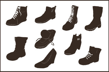 illustration of shoes icon set for web design