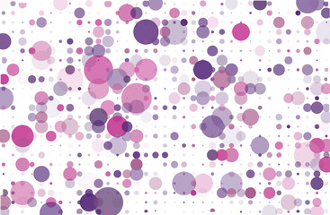 Violet, pink dotted background with circles, dots, point different size, scale. Halftone pattern. Vector illustration