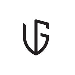 Initial letters line shield shape logo