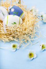 Easter eggs in nest