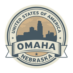 Stamp or label with name of Omaha, Nebraska - obrazy, fototapety, plakaty