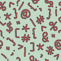 Sketch of special symbols. Seamless vector pattern