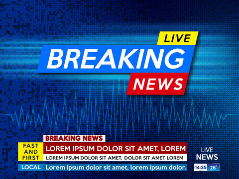 Background screen saver on breaking news. Breaking news live on blue technology background. Vector illustration.
