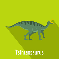 Tsintaosaurus icon. Flat illustration of tsintaosaurus vector icon for web.