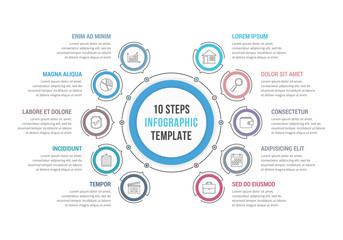 Naklejka na ściany i meble 10 Steps - Circle Infographics