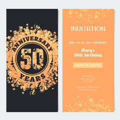 50 years anniversary invitation to celebration event vector illustration