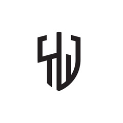 Obraz premium Initial letters line shield shape logo