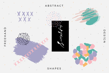 Vector Abstract Covers Templates, Graphic Poster with Pastel Patterns, Trendy Hipster Backgrounds, Brochures, Album Covers and Banners, Freehand Style Patterns