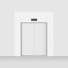 Elevator with closed doors, blank mockup. Vector illustartion