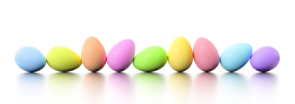 a row of dyed easter eggs