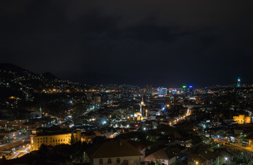 Night view of Sarajevo from the Yellow Fortress