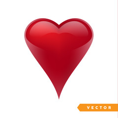 Realistic red valentine heart. Vector illustration