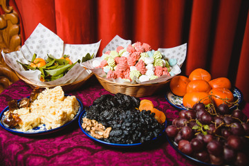 Colorful sweet set with decoration for party