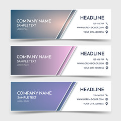 Business Banner template in original colors. Vector corporate identity design, blue technology background layout. Set of modern website headers