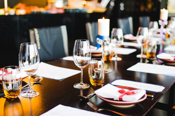 Tables set for an event, catering table set