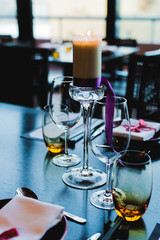 Tables set for an event, catering table set