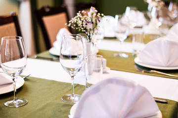 Tables set for an event, catering table set