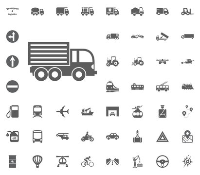 Truck icon. Transport and Logistics set icons. Transportation set icons