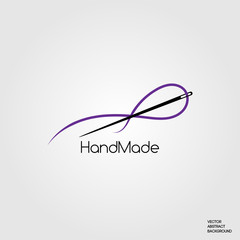 Needle and thread. Sewing logo. Handmade
