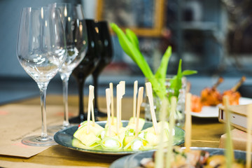Tables set for an event, catering table set