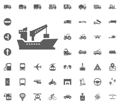 Ship icon. Transport and Logistics set icons. Transportation set icons