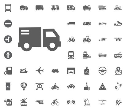 Post truck icon. Transport and Logistics set icons. Transportation set icons