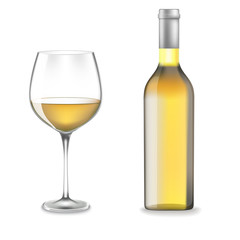 bottle and glass of white wine