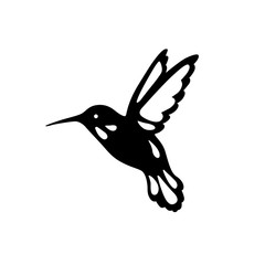 Bird of hummingbirds, outline, black shadow, laser cutting.
