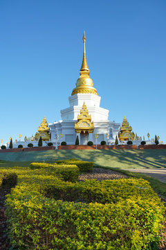 Beautiful pagoda in Wat Phra Thad Santidham temple.