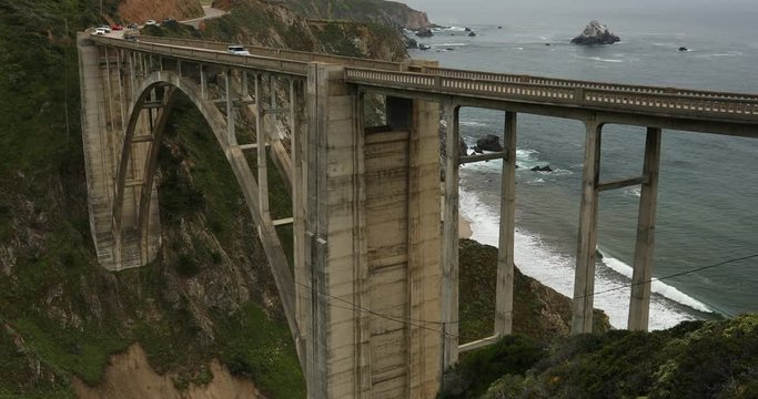 Bixby Bridge on highway 1 near the rocky Big Sur coastline of the Pacific Ocean California, USA
