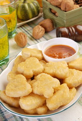 Fried chicken nuggets on a plate    