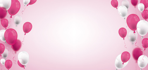 Pink White Balloons Bright Centre Header