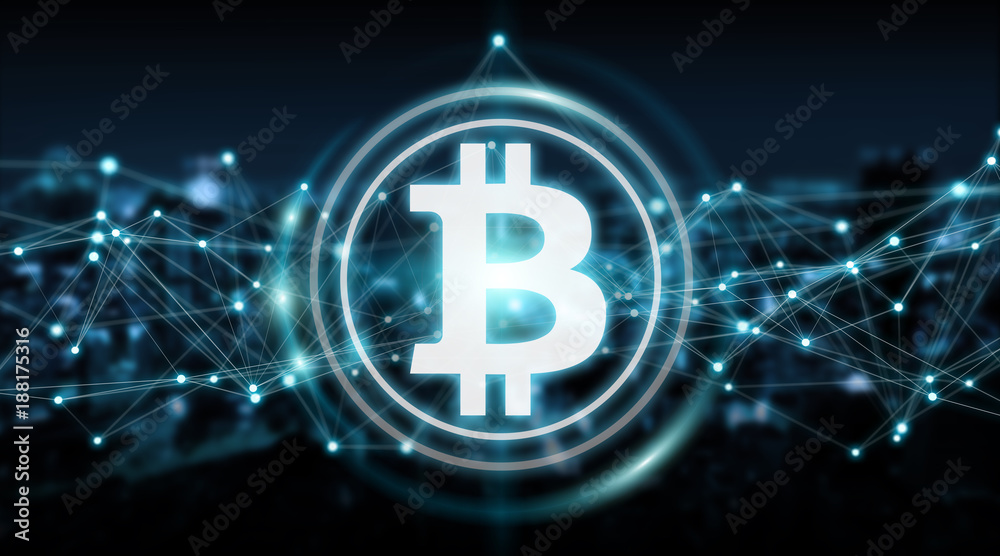 Aufkleber Bitcoins exchanges background 3D rendering