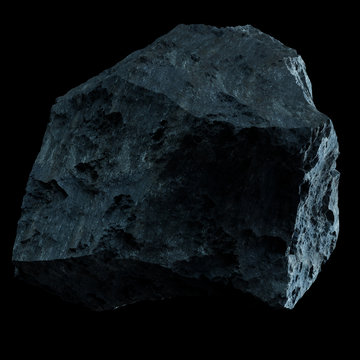 Dark rock asteroid isolated 3D rendering