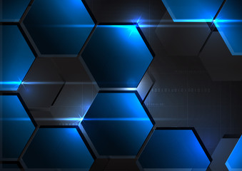 Technological metal hexagon abstract background vector