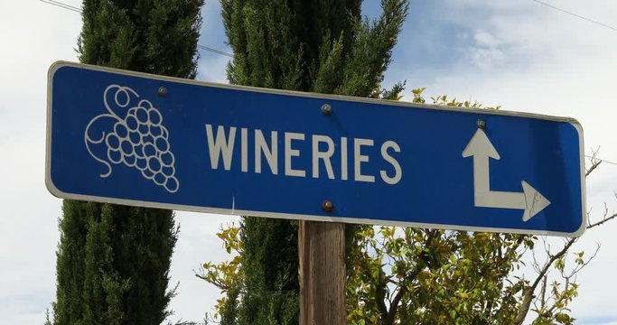 Wine region sign to wineries