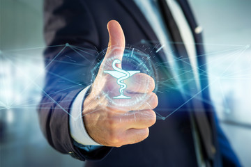 Pharmacy medical icon on a futuristic interface