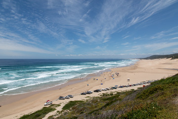 View on a South African beach from the cliffs