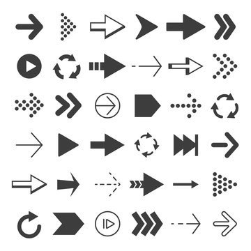 Black arrows set. Vector pictures isolate