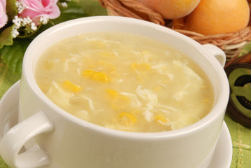 A bowl of Chinese corn soup    