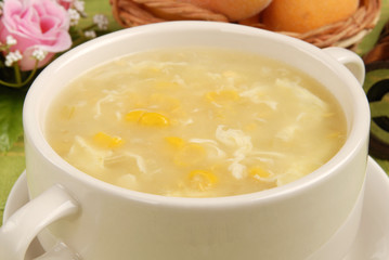 A bowl of Chinese corn soup    