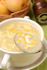 A bowl of Chinese corn soup    