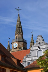Fototapeta na wymiar Ansbach, Bayern, Turm Johanniskirche, Deutschland
