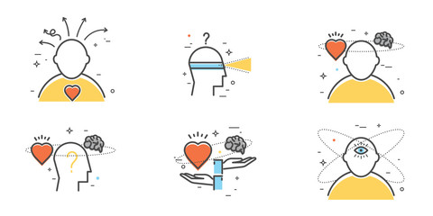 Flat design set of intuition, insight, anticipation, choice. Intuitive symbol. Modern thin line icon concept for Website Element, Mobile websites and Apps.
