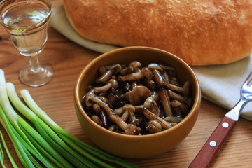 marinated mushrooms in a Cup