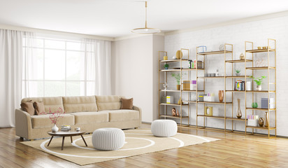 Interior of modern living room 3d rendering