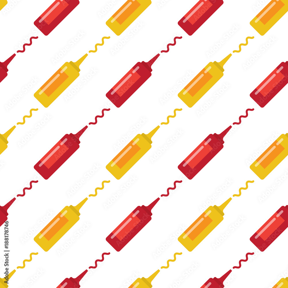 Wall mural mustard and ketchup seamless pattern